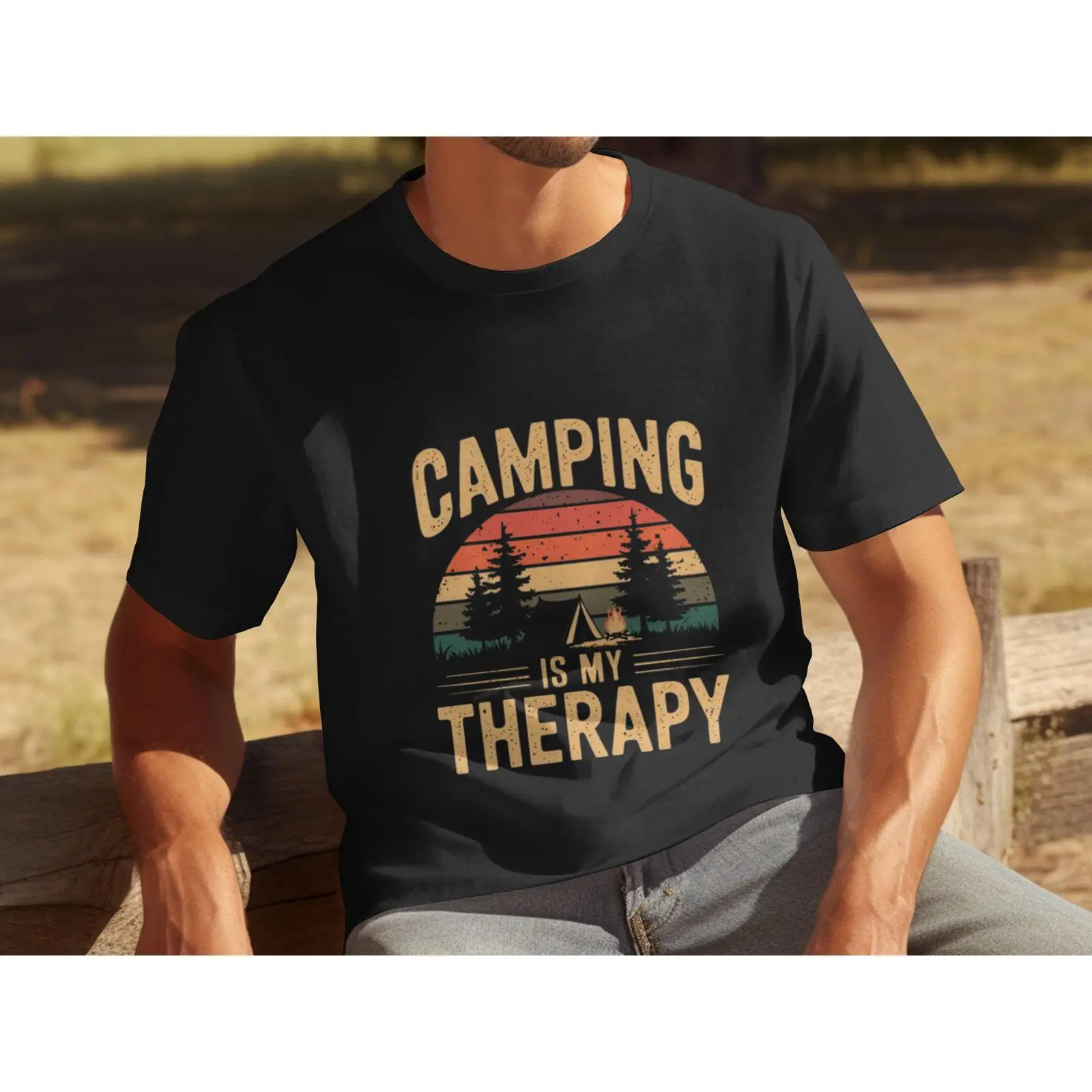 Outdoor Adventure Therapy - Camiseta Retro para Hombre, con la